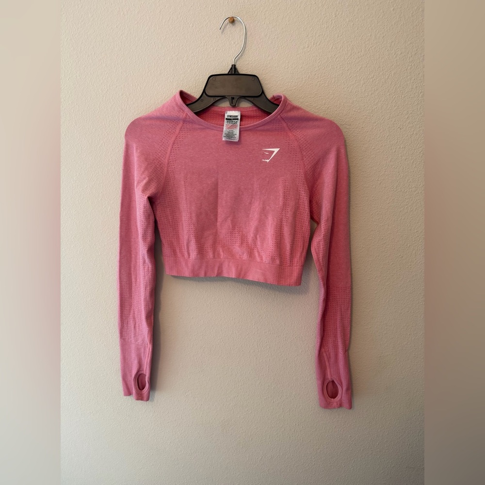 Gymshark Rose Pink Seamless Long-Sleeve Crop Top